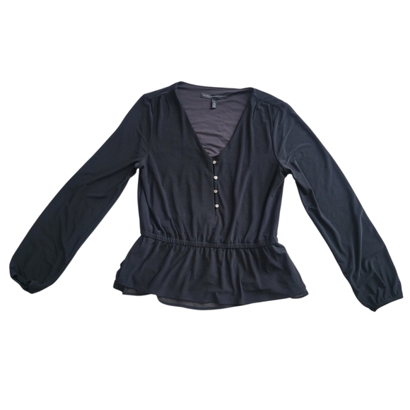 WHBM Long Sleeve Cinch Waist Button Front Blouse Size S - Picture 2 of 10